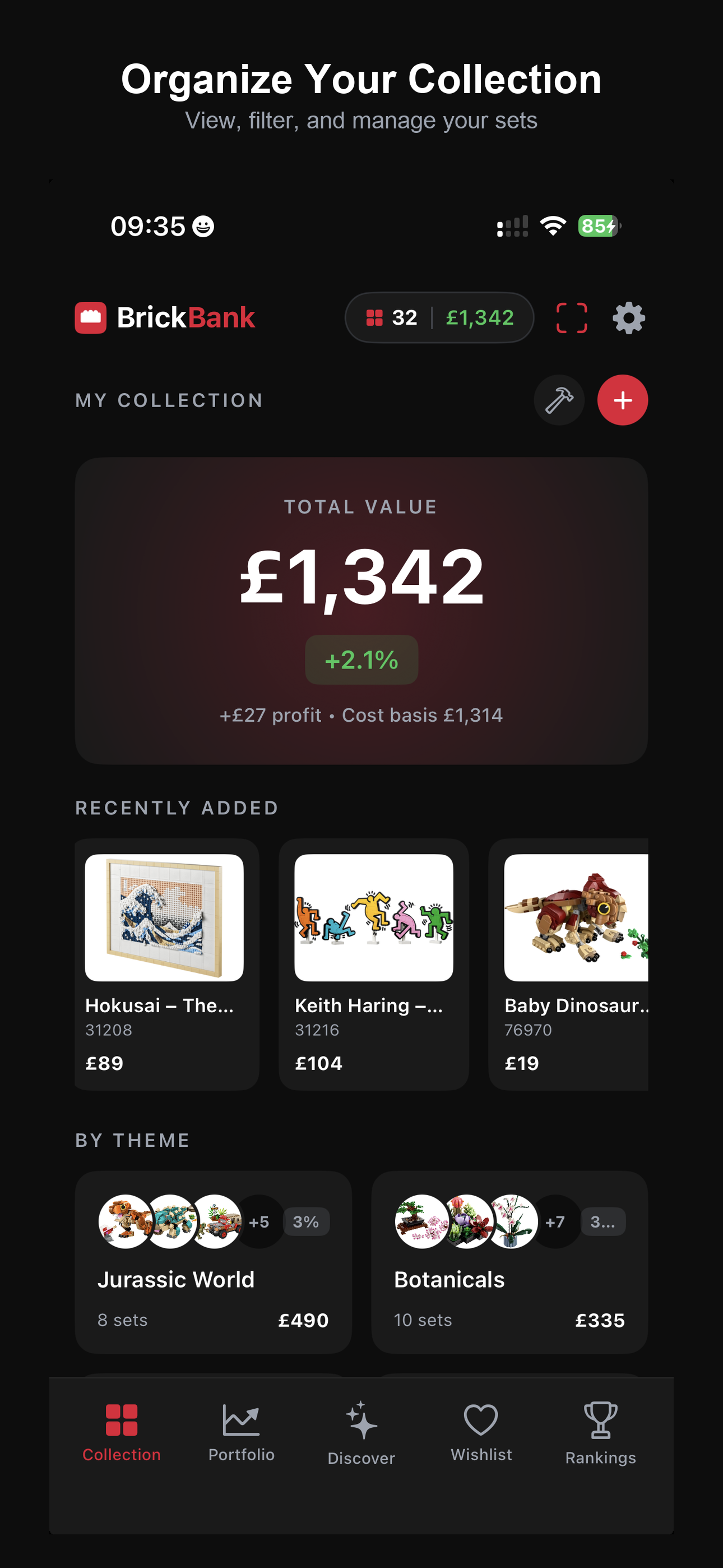 Collection view showing your LEGO sets